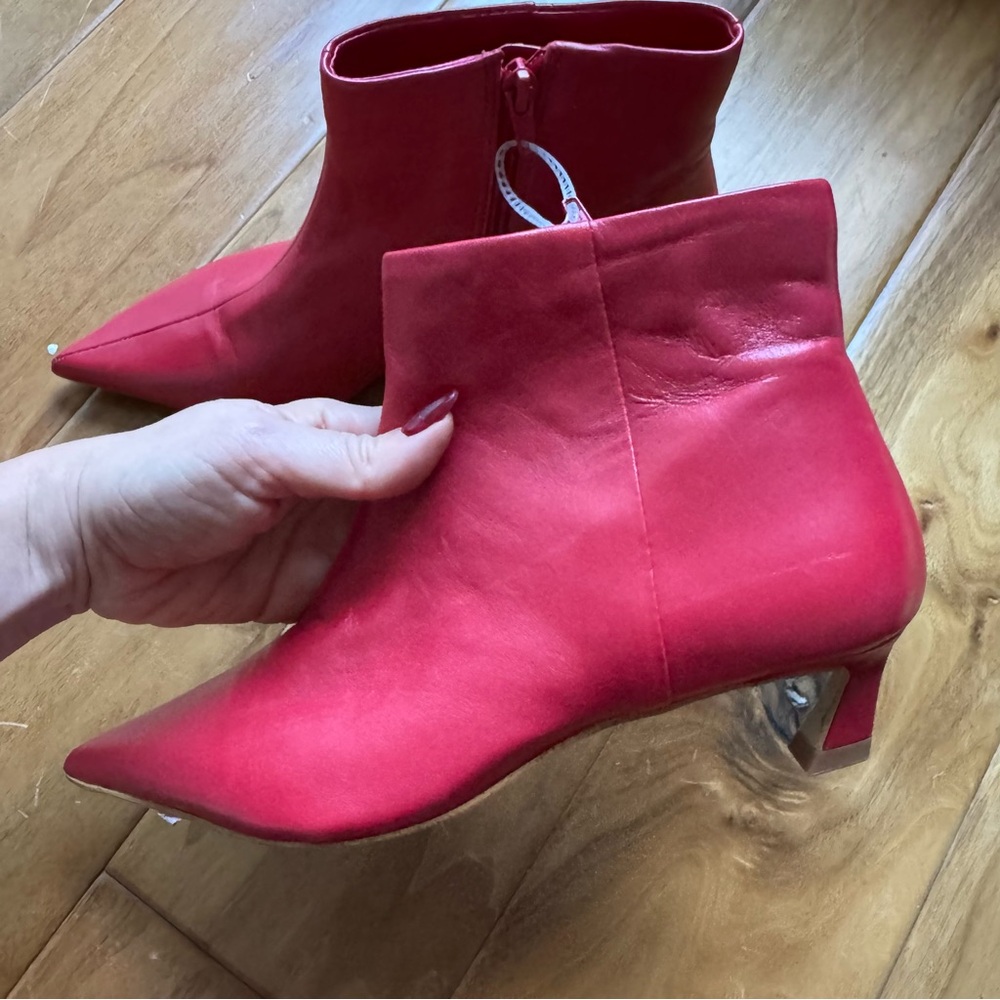 NWT Gianni Bini Leather Ankle Boots Red Sz 6 (no original box) - Picture 3 of 8